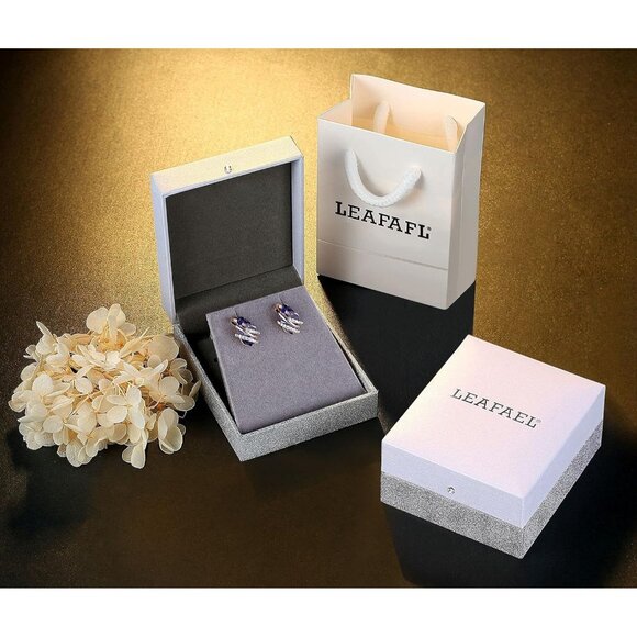 Women's Dark Purple Leafael Wish Charm Birthstone Crystal Stud Earrings Jewelery - Picture 6 of 8